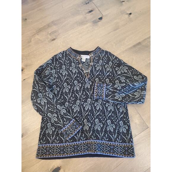 Womens Nomadic Traders Sweater Size Large, Navy Blues, Clasp Collar Cotton Blend - Picture 1 of 8